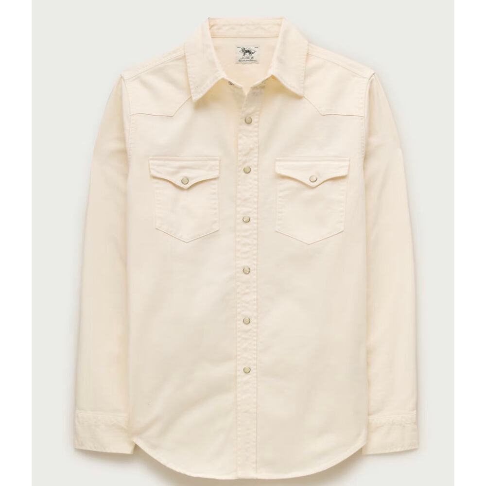 J. Crew Midweight denim western shirt in ecru NWT size Medium